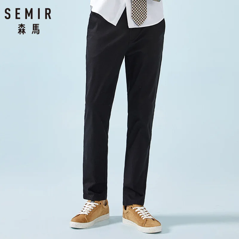 SEMIR Men Standard Fit Chino Pants Cotton Chinos Straight Leg Trousers Elastic Waist in Casual Style for Spring Autumn |