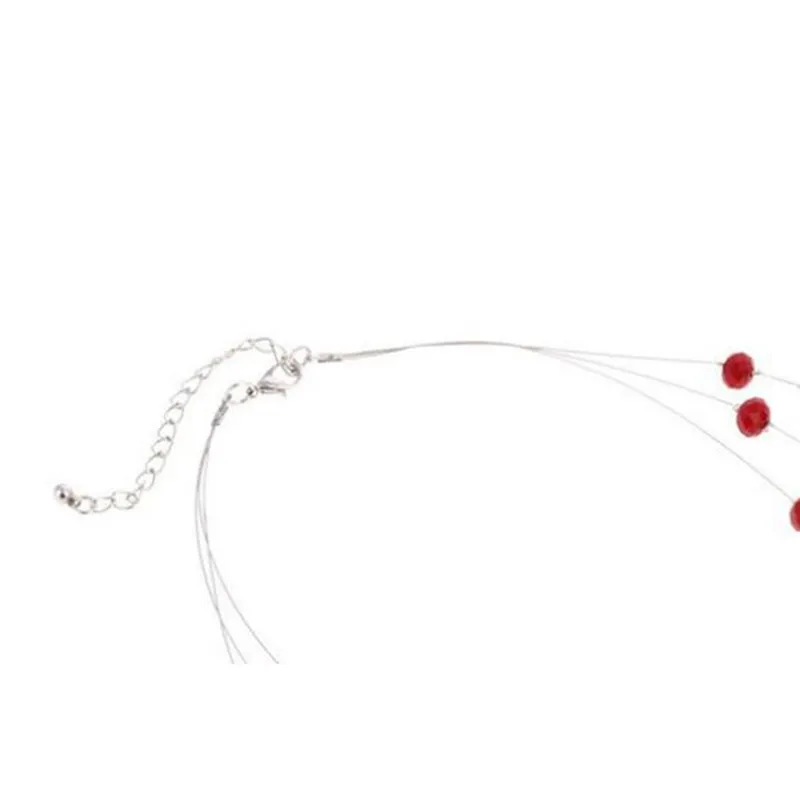 Женский модный многослойный колье с красными бусинами для вечеринок и свадебного украшения.