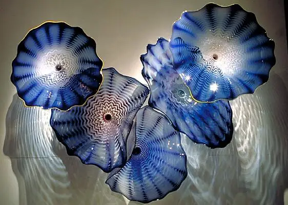 

Blue Glass Wall Plates Mouth Blown Murano Glass Wall Art