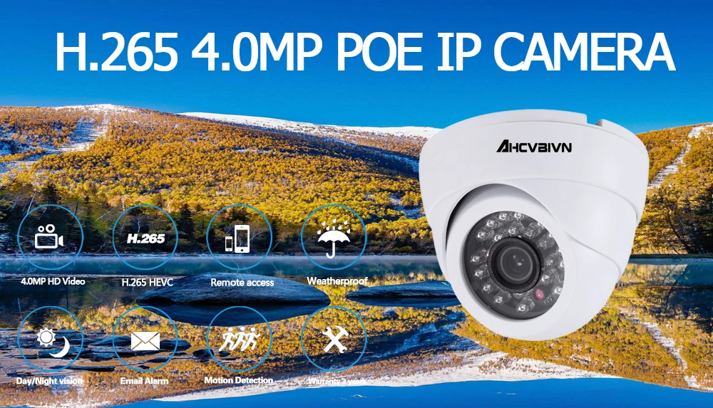 H.265 4.0MP POE IP камера черный белый Дополнительно 4,0 мегапикселей Onvif CCTV камера s Крытый Купол CCTV камера Открытый водонепроницаемый
