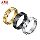 Auxauxme 6 мм титановая нержавеющая сталь хрустальные кольца Золотой Черный простой обручальное кольцо ювелирные изделия для мужчин