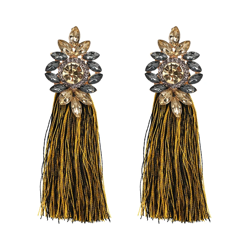 

2023 Hot sale 9 Colors Long Tassel Earrings For Women Crystal Drop Earrings For Wedding Fashion Statement Jewelry Wholesale 30
