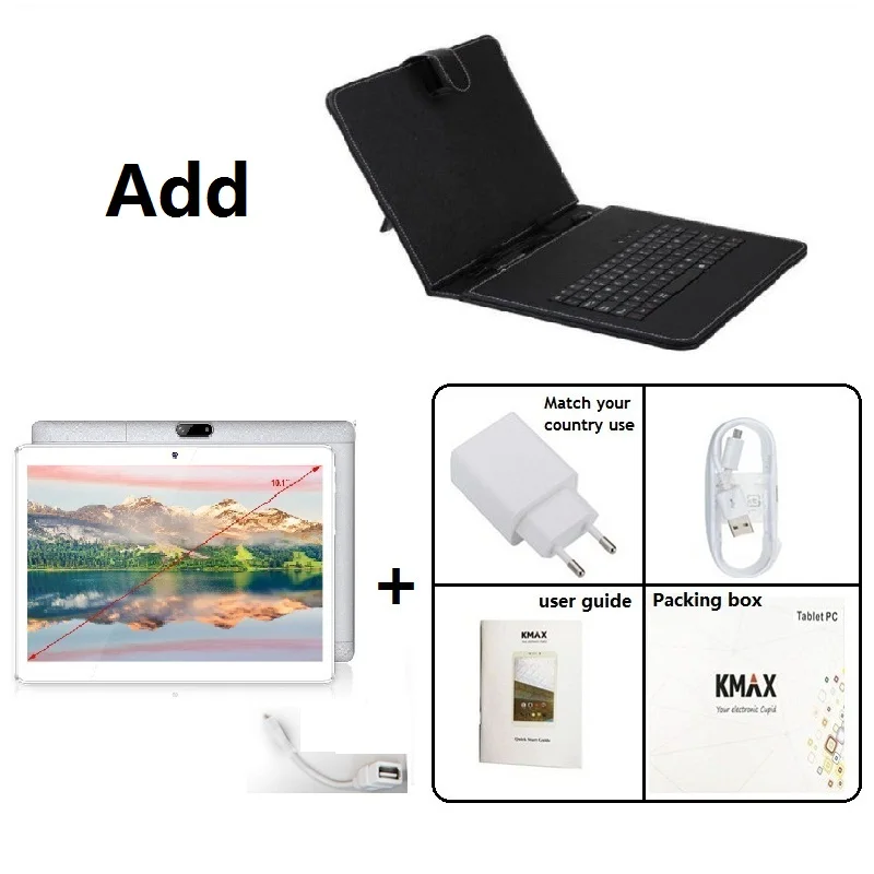 KMAX, 10 дюймов, 3G, с функцией звонка, Android, планшет, ПК, ips, lcd, 2 sim-карты, 4 Гб+ 32 ГБ, четырехъядерный, Phablet, gps, планшеты, 10,1 для детей - Комплект: tablet and keyboard
