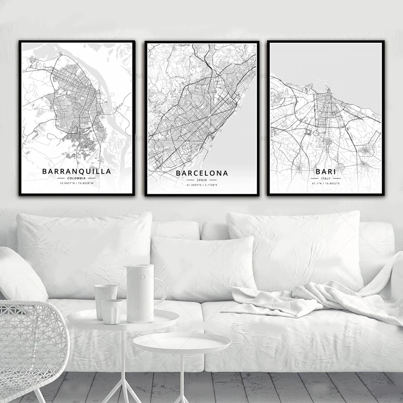 Карта мира и города Бари итал современный постер с изображением Лондона печать
