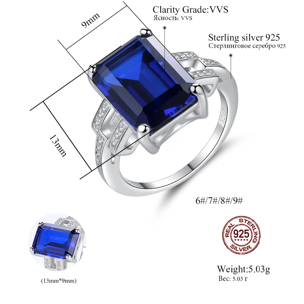 CZCITY изысканный 100% Серебро 925 пробы кольца для Для женщин изумрудная огранка