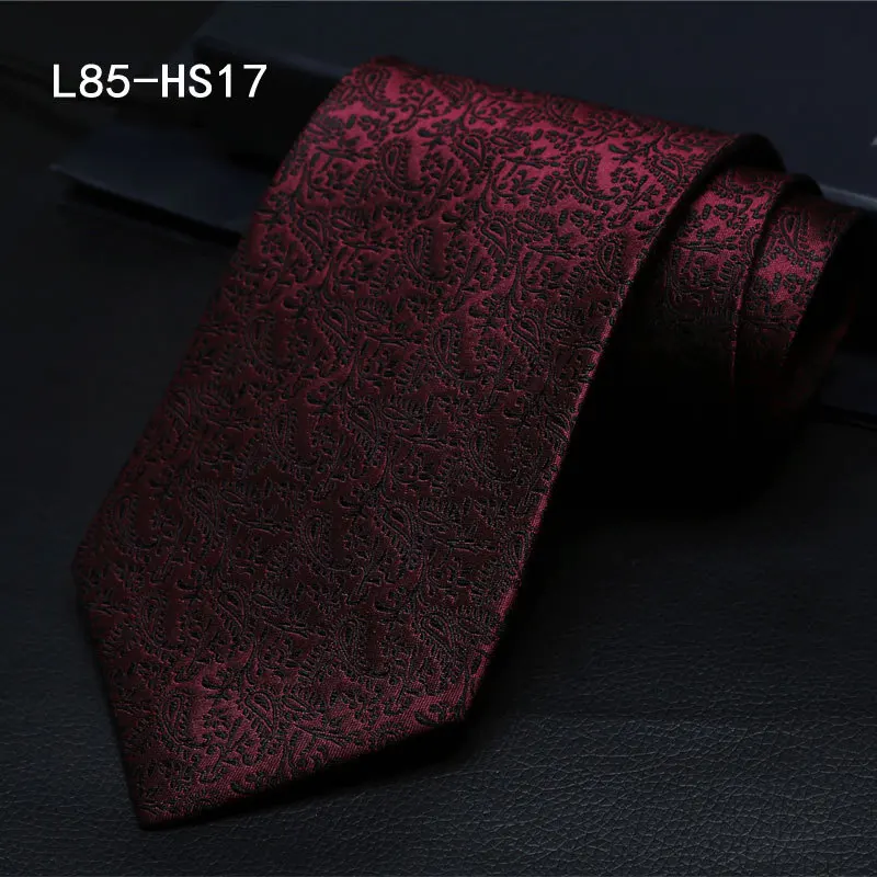 L85-HS-17 8 см роскошный натуральный шелковый галстук для шеи мужская деловая рубашка геометрический узор в полоску и горох Галстуки свадебные подарки для мужчин подарок - Цвет: L85-HS-17