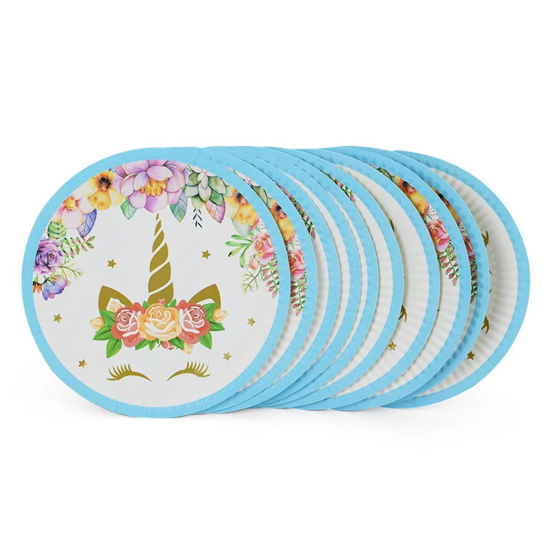 Одноразовая посуда в виде единорога для вечеринки тарелка чашка соломенная