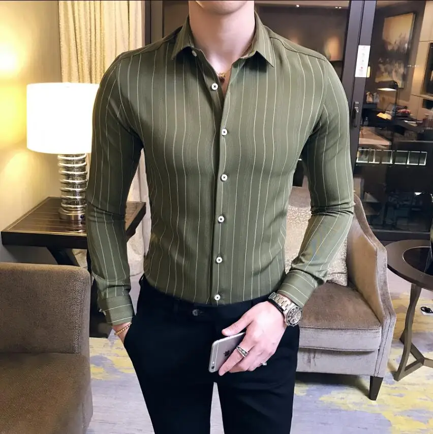 Sunwang модные новые 2019 мужские полосатые рубашки строгая сорочка Брендовые