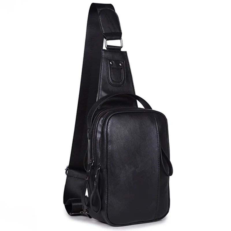 

Fashion Leather Chest Pack Male One Shoulder Bags Korean Men's Casual Back Pack Sling Travel Crossbody Backpack Bolsos Hombre