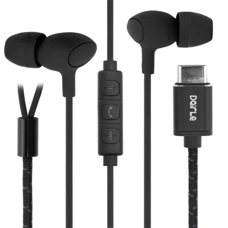 black C10 headset Цифровые наушники usb type C с микрофоном, встроенное управление, шумоподавление, стерео бас, USBC наушники для huawei Xiaomi IPad Pro - Цвет: black C10 headset