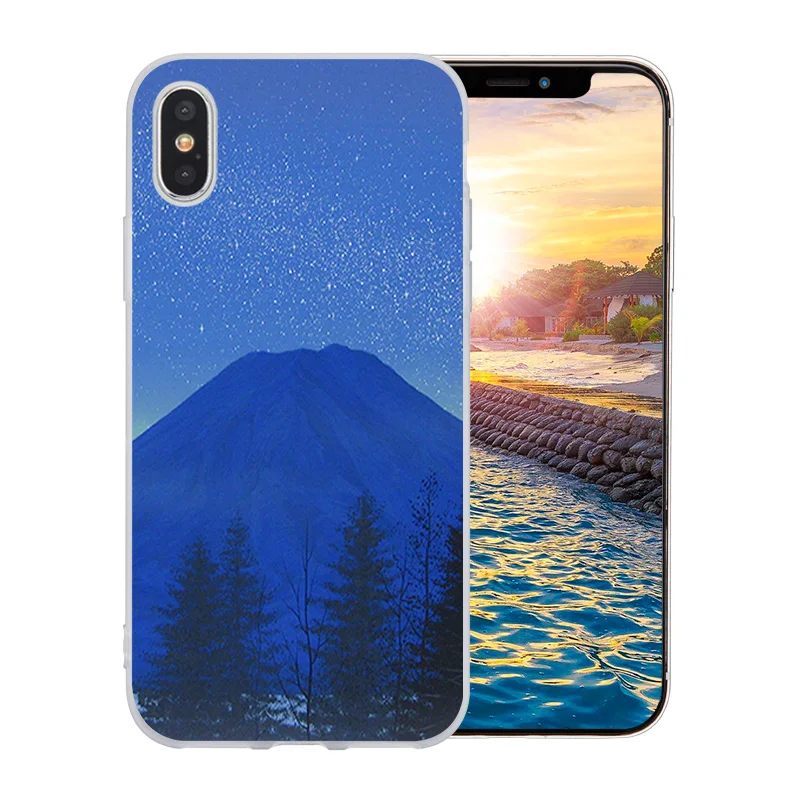Gel for iPhone X10 Transparent Silicone Case Apple 6 6s 7 8 Plus Matte TPU Cover Landscape Pattern 5S 5C SE Coque |