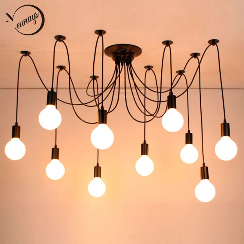 Современный Большой паук промышленный Черный винтажный подвесной светильник