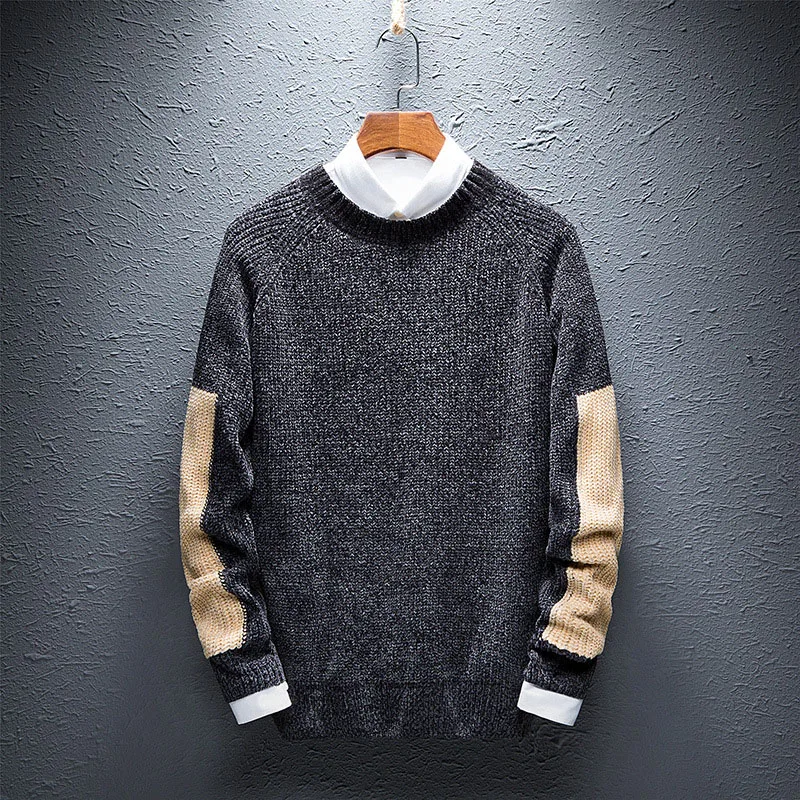Новый Мужской Ребристый свитер 2019 весна новый вязаный шерстяной длинный рукав