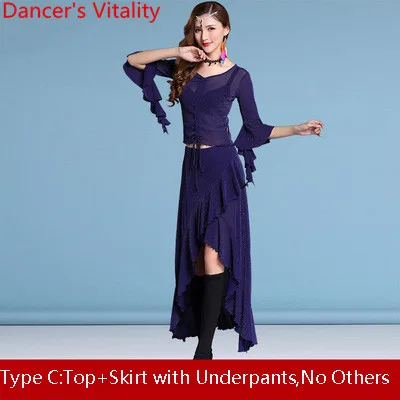 Type C as picture Танец живота топ юбки сексуальные женщины начинающих Slim Fit весна-лето сетка индийский восточный танец практика одежда наряд - Цвет: Type C as picture