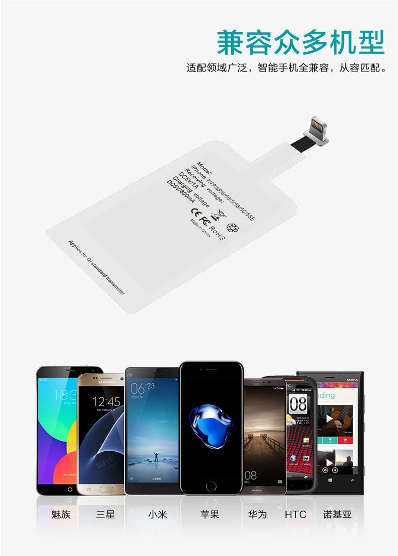 Qi беспроводной зарядный приемник Micro usb type C универсальное Быстрое беспроводное зарядное устройство для samsung huawei Xiaomi iPhone 7 8 6s Plus 5S