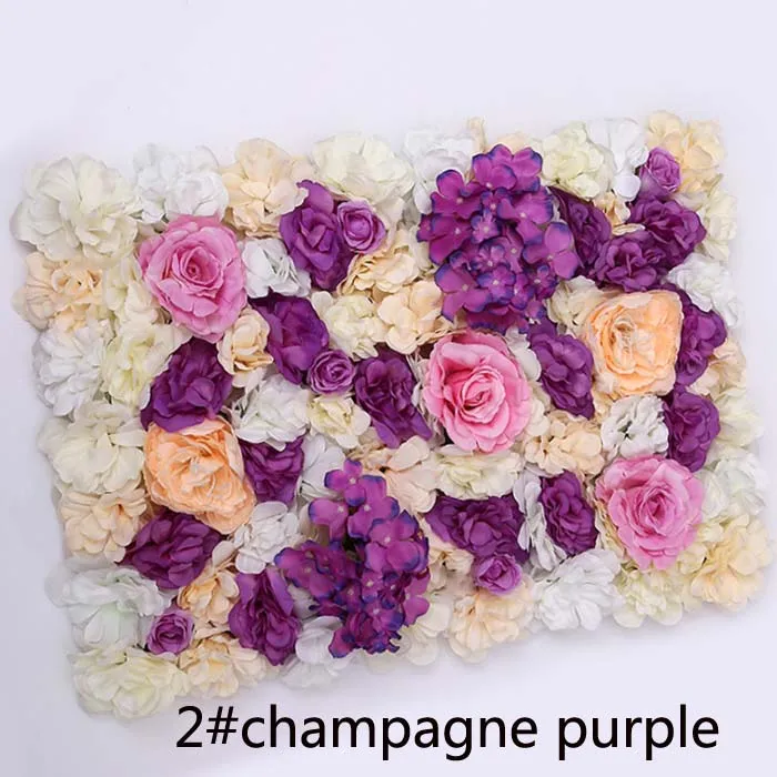 2 champagne purple 40x60 см искусственный цветочный фон для свадьбы День рождения, детский душ вечерние Декор стены романтичное украшение для свадьбы шелк роза - Цвет: 2 champagne purple
