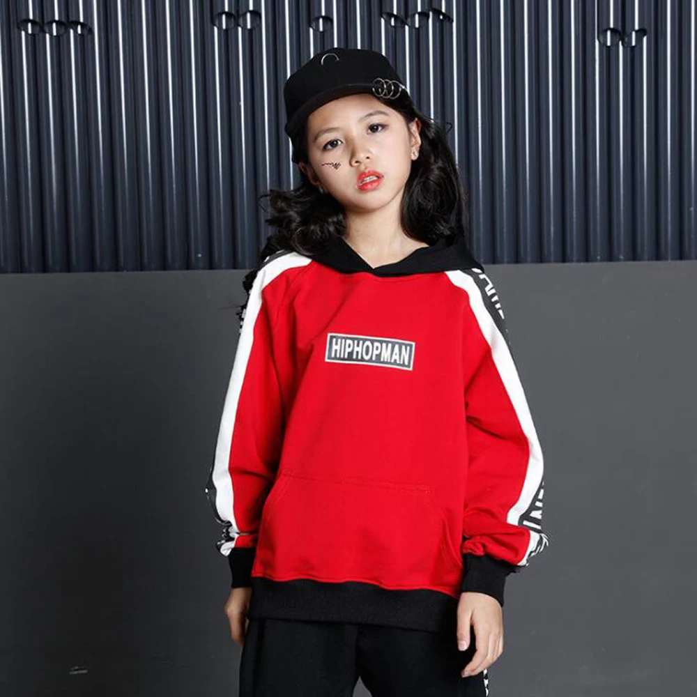 Одежда для танцев девочек и мальчиков Цвет Красный Джаз Хип хоп танцевальный