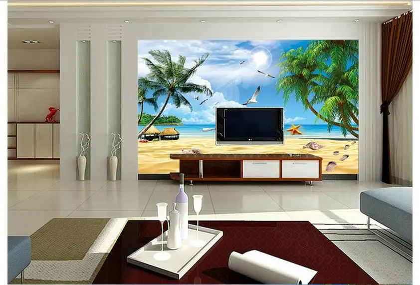 Пользовательские фотообои 3d Настенные обои Средиземноморское море дерево Чайка