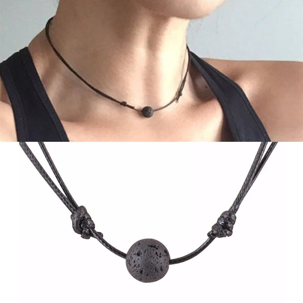 Новинка 2018 очаровательные ожерелья из черного лавового камня с диффузором