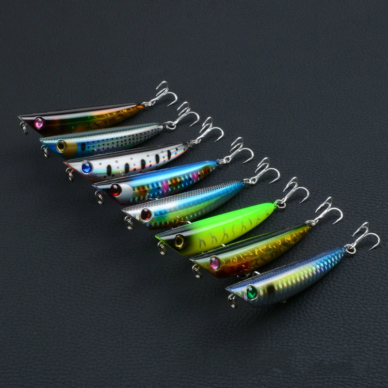 

8Pcs/Lot 8cm/8.8g Topwater Pencil Lure Fishing Bait Artificial Minnow Hard Lures Baits Crankbait Wobblers Peche Leurre Tackle