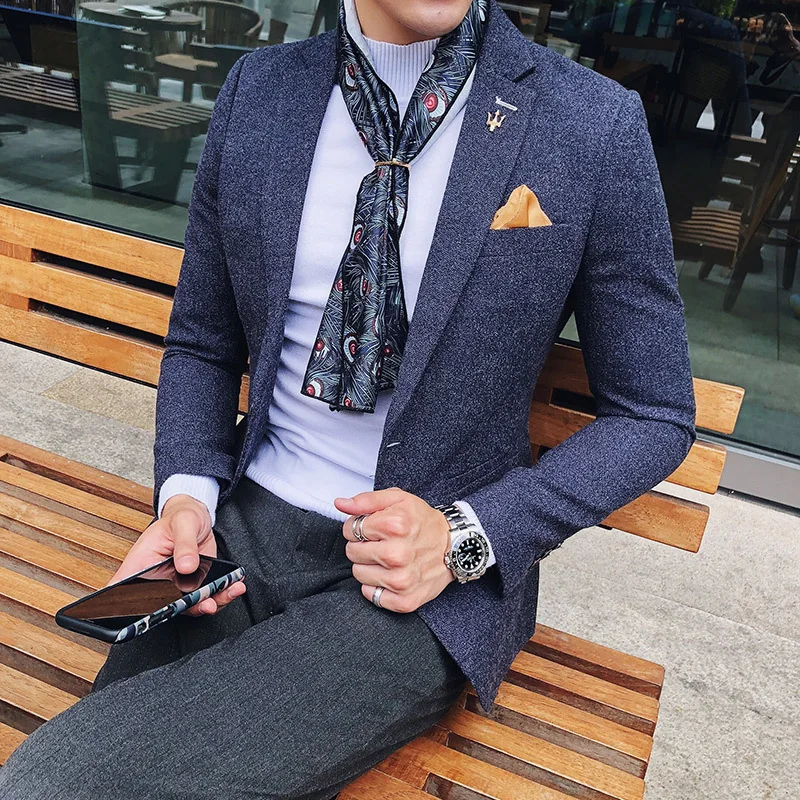 Ho Мужской Блейзер куртка для мужчин 2018 осень курения Masculino блейзеры Para Hombre