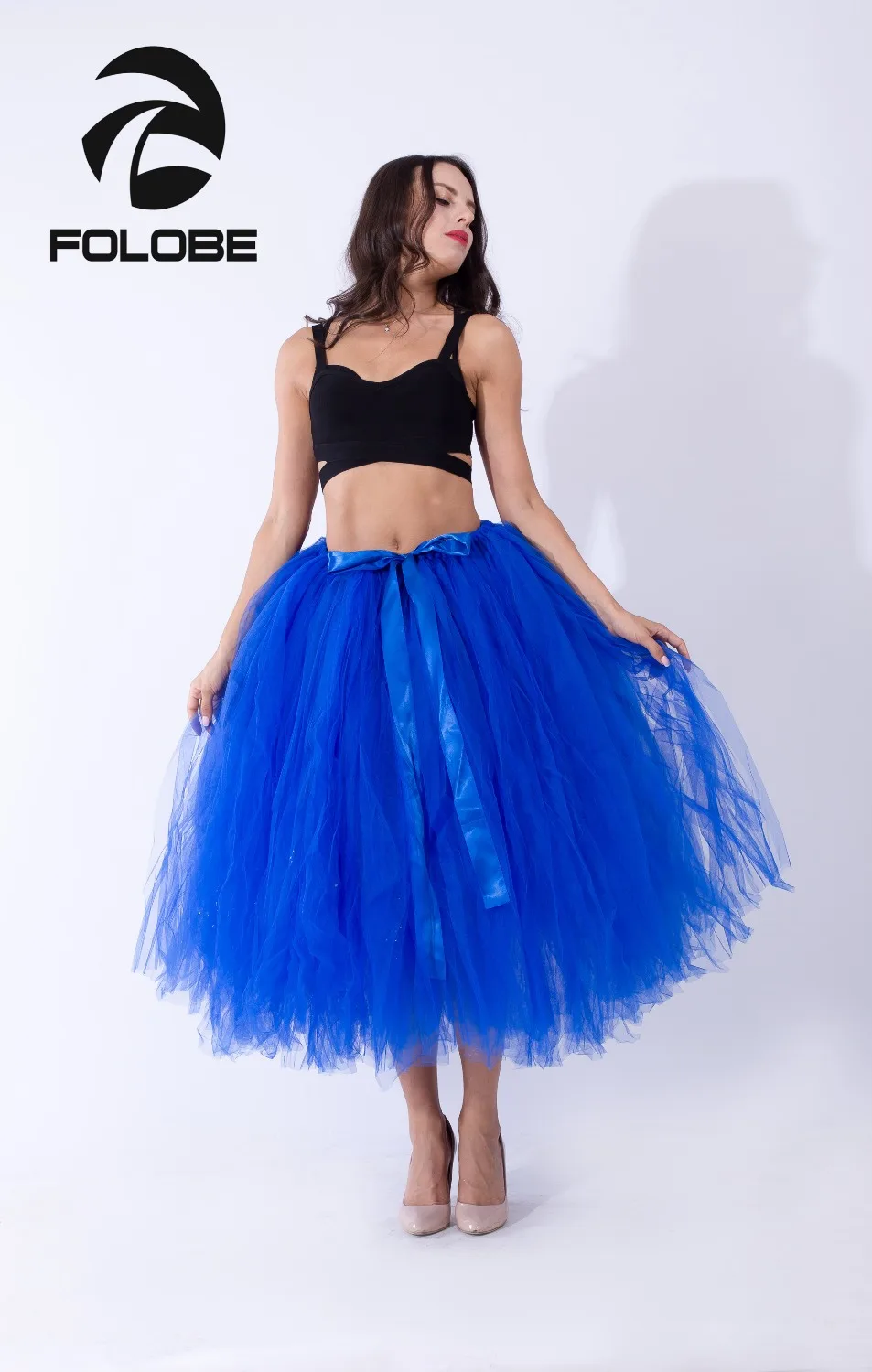 FOLOBE Королевская Синяя винтажная фатиновая юбка для костюмированной вечеринки