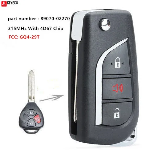 KEYECU обновлен удаленное ключи для Toyota матрица Pontiac Vibe 2009 2010 Fob 3 кнопки-315 МГц-4D67
