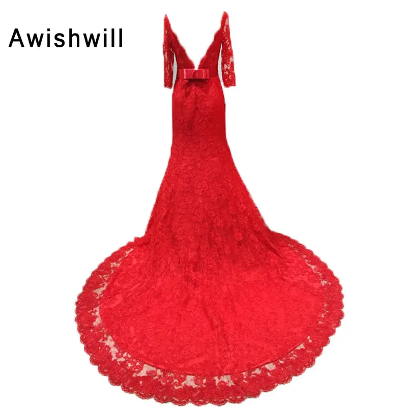 Красные вечерние платья для женщин с открытой спиной модное кружевное вечернее