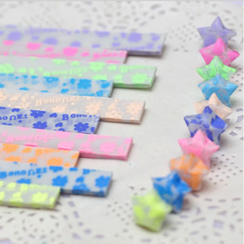 Светящаяся цветная бумага в виде оригами со счастливой звездой для рукоделия