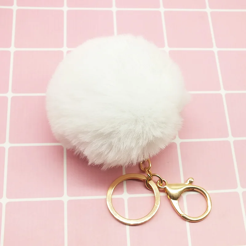 Большой брелок из искусственной кожи 8 см с помпоном искусственного меха Сумка