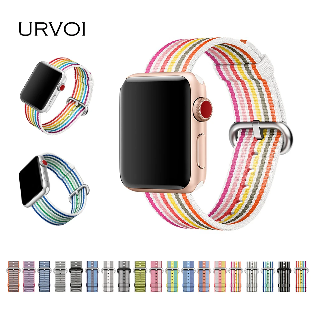 Ремешок URVOI для apple watch series 5 4 3 2 1 тканый нейлоновый ремешок для iWatch pride edition с классической пряжкой