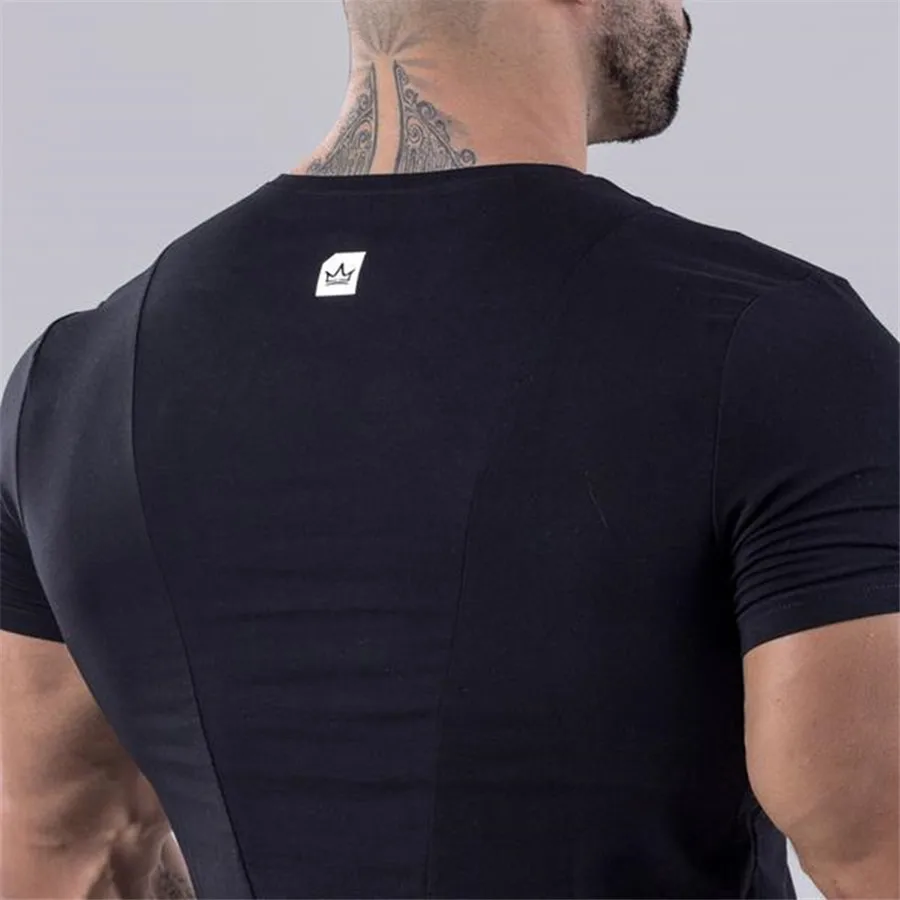 New Men Bodybuilding Skinny T-shirt Summer Casual Short sleeve Cotton Tee Shirt Male Gyms Fitness Workout Tops Crossfit Clothing | Мужская