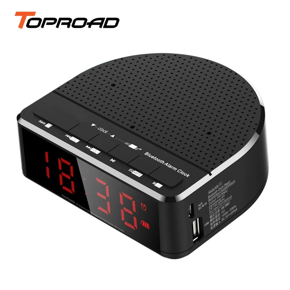Toproad Портативный Беспроводной Bluetooth Динамик Поддержка Будильник Радио TF телефон