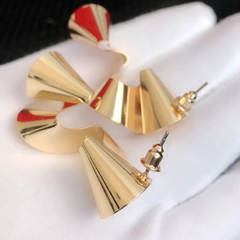 2018 Fashion European Metal Wrinkled Earrings Female Punk Style | Dangle