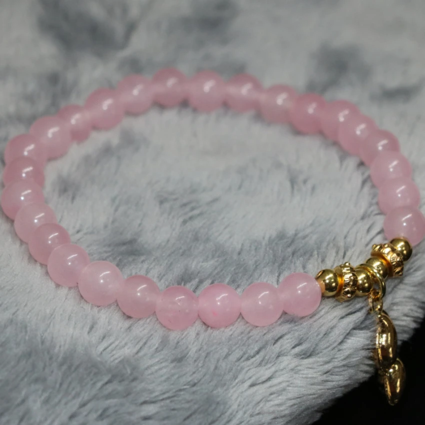 Фабричная цена уникального высококачественного природного розового нефрита-халцедона женский браслет с бусинами 6 мм круглой формы ювелирных изделий 7,5 дюймов B1938.