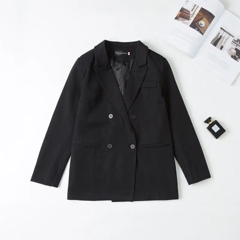 

2019 NEW Spring Autumn Coats Women Korean Black Small Suit Long Section Loose Thin Casual Blazers Suit Jacket Female Tops N841