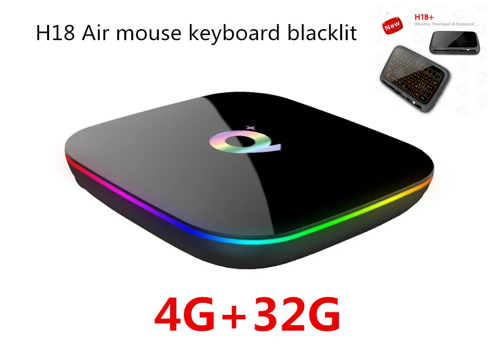4G32G H18 Q+ tv Box Android 9,0 четырехъядерный cortex-A53 wifi 4K 4 GB/32 GB 4 GB/64 GB H.264 MVC до 1080P 60fps PK T95Q Youtube DDR3 - Цвет: 4G32G H18