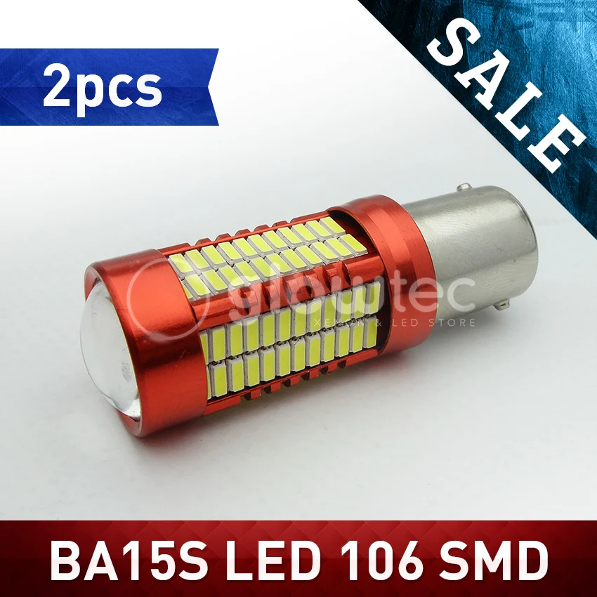 2 шт. BA15S 106 SMD светодиодный 1156 ные лампы 106SMD передсветильник фара