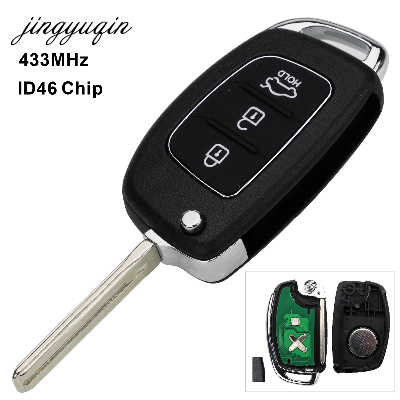 Пульт дистанционного управления, 3 кнопки, чип ID46 433 МГц для Hyundai IX35 IX25 IX45 Elantra Santa Fe Sonata TOY40/HY20/HY14