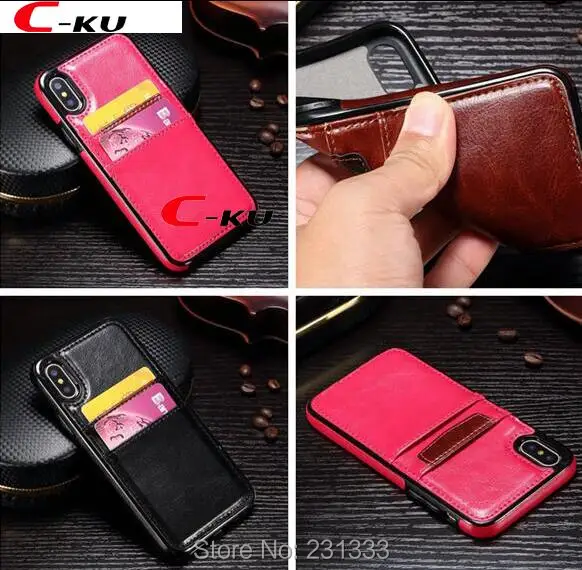 C ku Ретро мягкий ТПУ кожаный чехол для Iphone X XS MAX XR 8 7 PLUS 6 6S SE 5 5S слот ID карт шпон