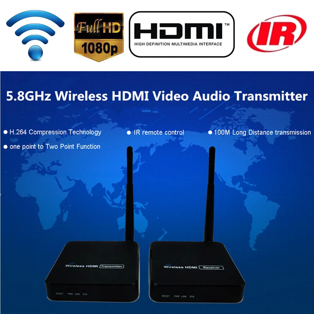 330ft HDMI беспроводной передатчик 5 ГГц беспроводной HDMI передатчик приемник с ИК wifi удлинитель HDMI беспроводной удлинитель ZY-DT216