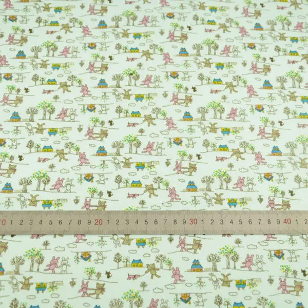 Новинка дизайн с мультяшным медведем и домом хлопковая ткань простая Лоскутная