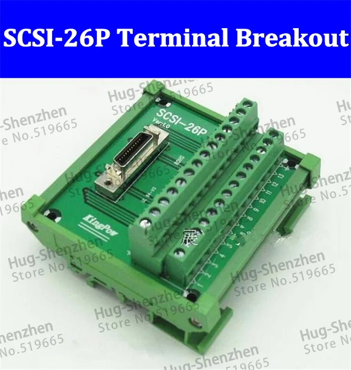 

SCSI26 SCSI 26P 26 Pin CN slot 180 degree acquisition card Terminal Block Breakout Board Adapter DIN Rail Mounting 1pcs