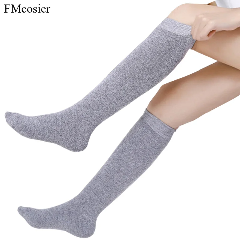 

5 Pairs Winter Women Thick Warm Terry Long Socks Preppy Style Knee Socks Solid Color Cotton Stockings For Girls Ladies sokken