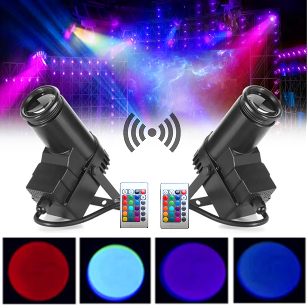 

2pcs/lot LED Beam Pinspot Light, 4in1 RGBW 10W Mirror Ball Lighting Pin Spot Indoor Projection Lamp for KTV Bar Club Party Disco