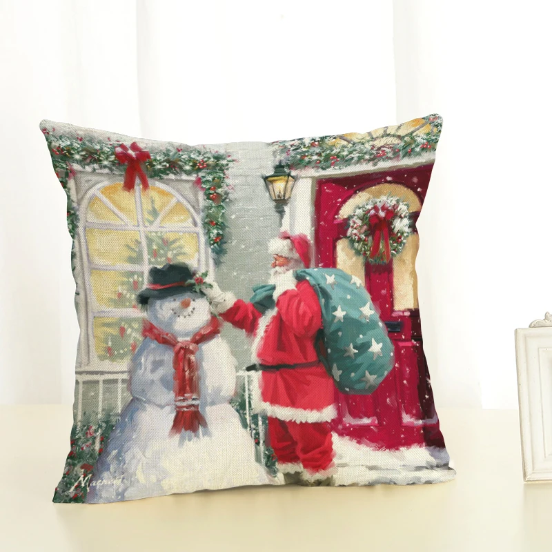 Рождественская наволочка Санта Клаус Печать счастливый день радость подарки на