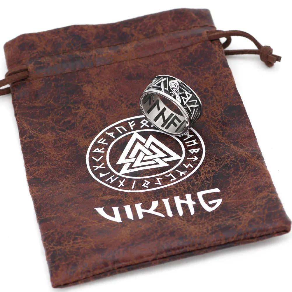 Скандинавский Викинг odin Ворон Huginn и Muninn valknut Рунический амулет кольцо из