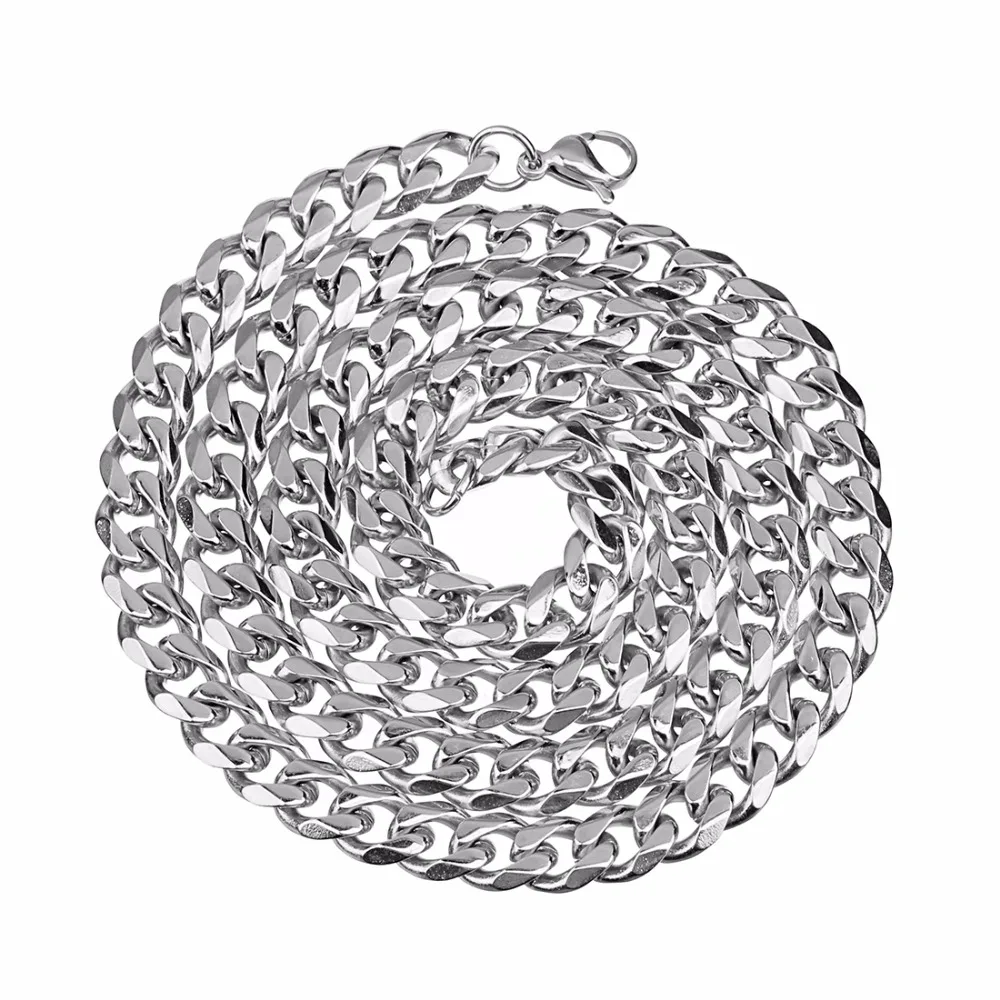 LOULEUR Gold Silver Color 60cm Stainless Steel Chains Bulk Wide 8mm Flat Link Rolo for Necklace Bracelet Jewelry Making | Украшения и