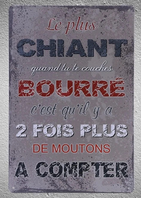 

1 pc french Quotes life drank counting sheeps Tin Plate Sign wall plaques house Decoration Dropshipping metal Poster