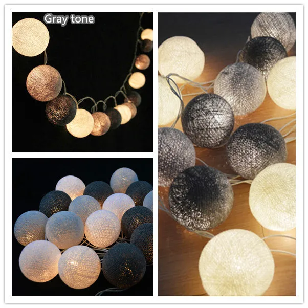 20 шариков/шт. Кремово белый дым серый хлопковый шар гирлянды сказочные огни